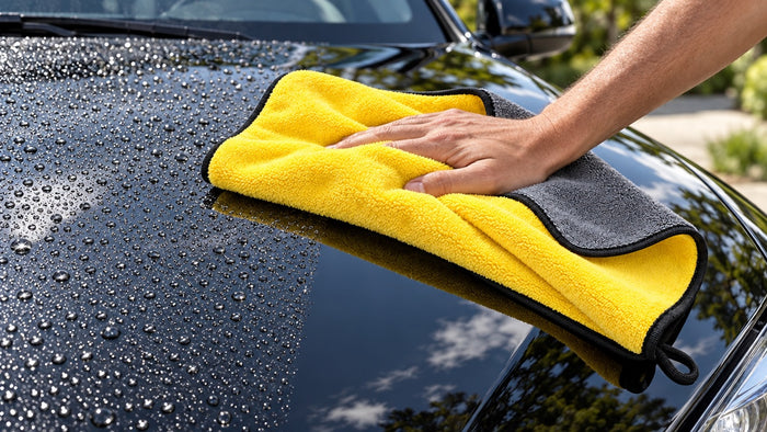 Serviette de séchage voiture en situation sur une voiture, photo 2