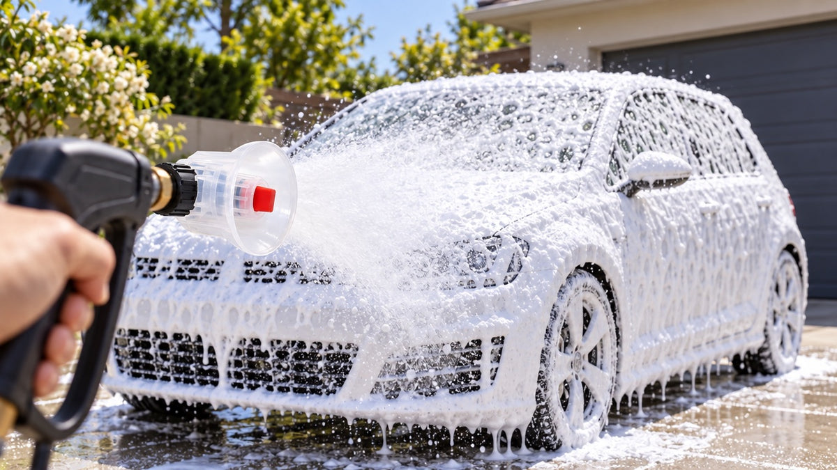 Buse à mousse de lavage en situation sur une voiture, photo 3