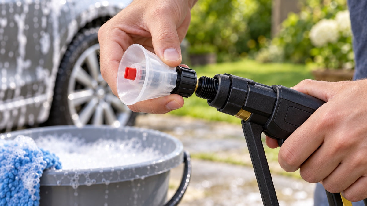 Buse à mousse de lavage en situation sur une voiture, photo 4