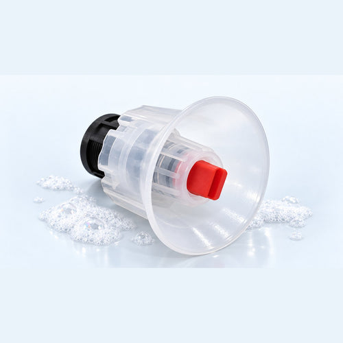 Buse à mousse transparente avec embout rouge et raccord fileté noir