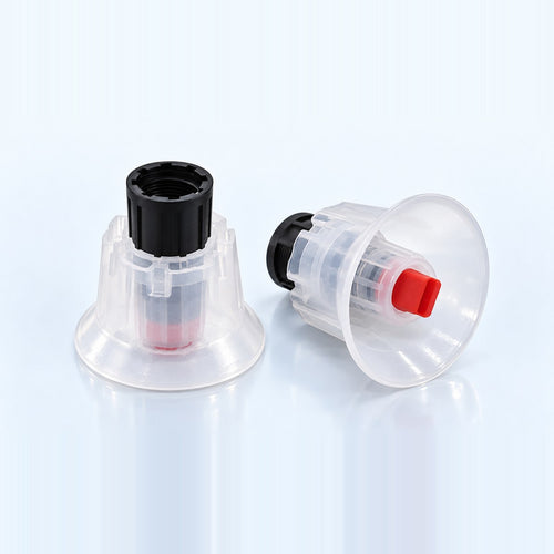 Lot de 2 buses à mousse transparentes avec embout rouge et raccord fileté noir