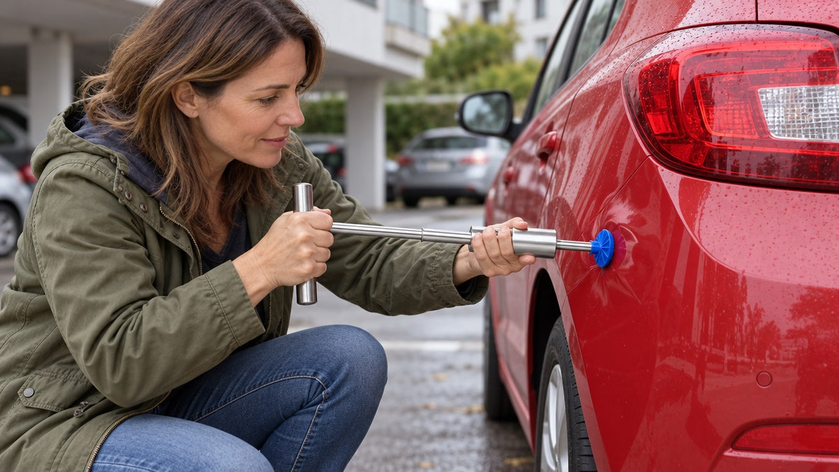 Kit de débosselage sans peinture en situation sur une voiture, photo 4