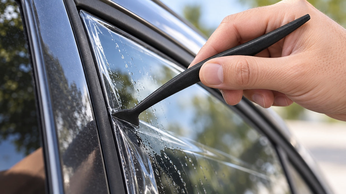 Micro-raclettes pour films et autocollants en situation sur une voiture, photo 3