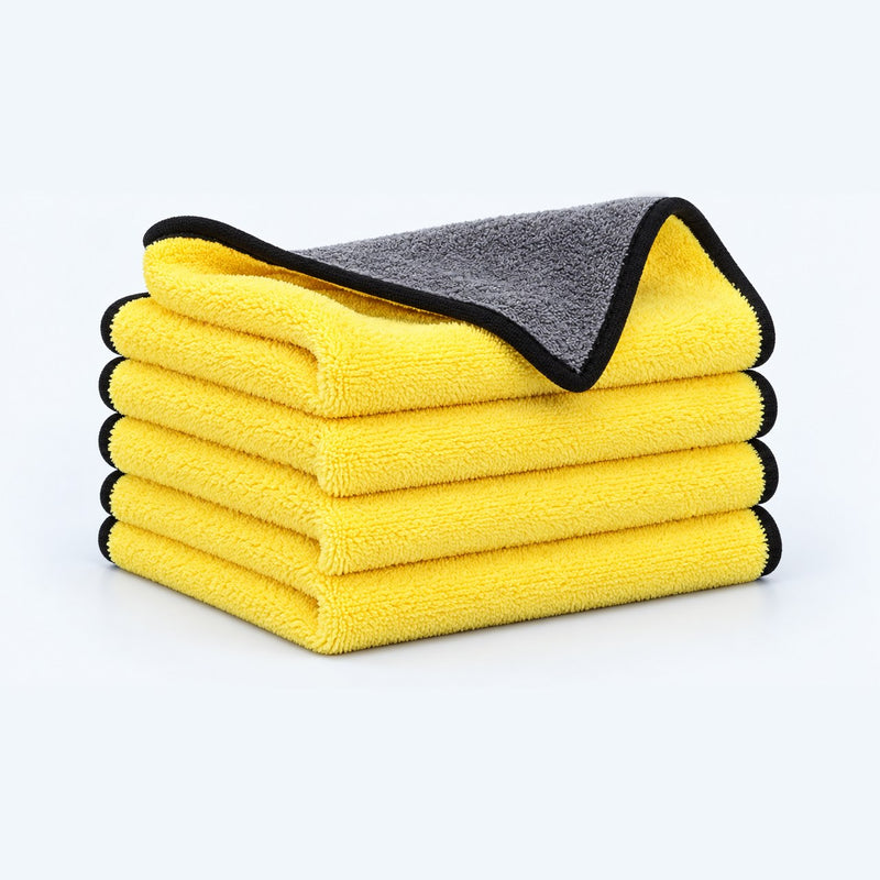 Serviettes microfibre double face jaune et gris