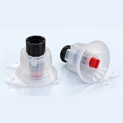 Buse à mousse transparente avec embout rouge et raccord fileté noir